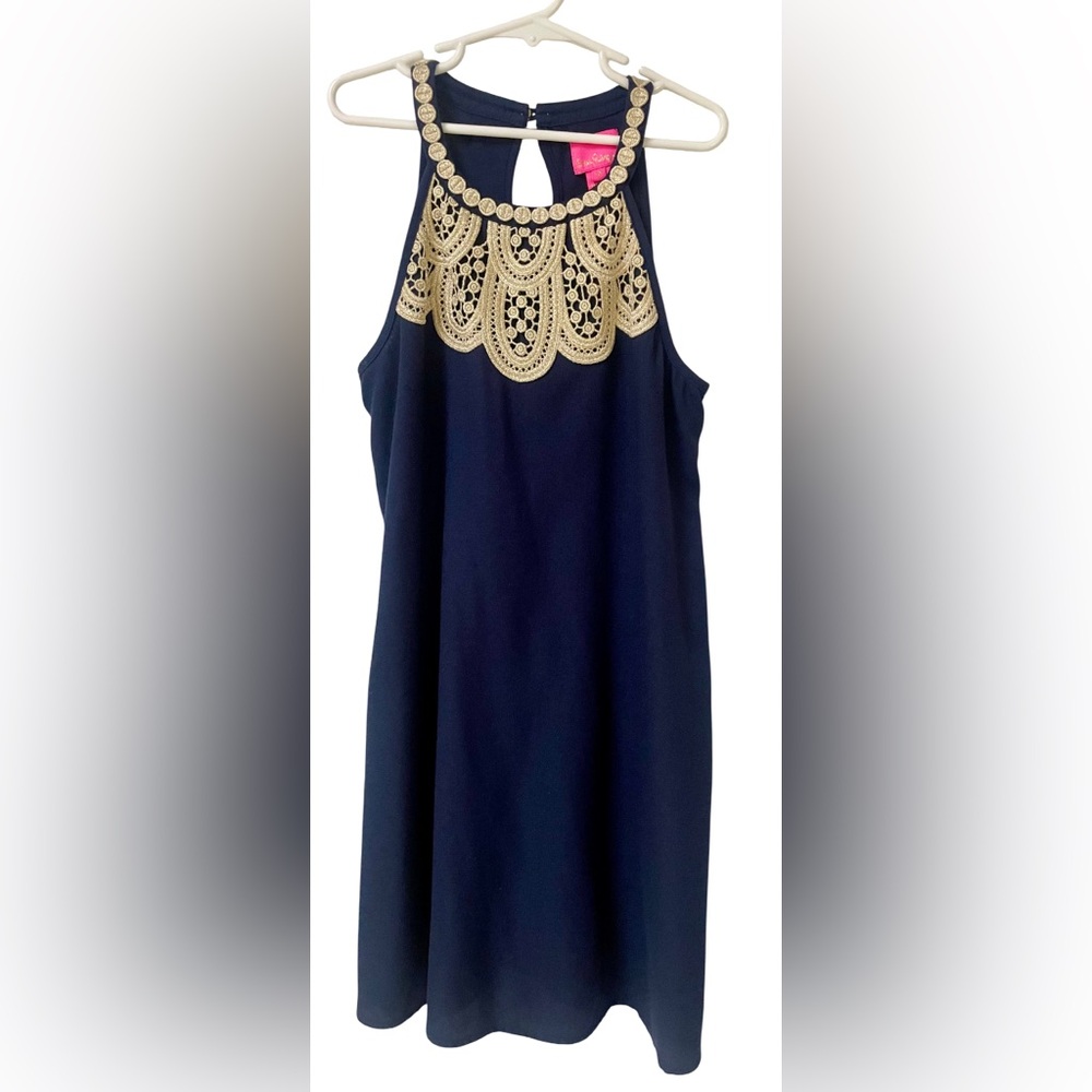 Lilly Pulitzer Dress Girl’s Size 14 Shift Navy Lace Preppy Resortwear Spring